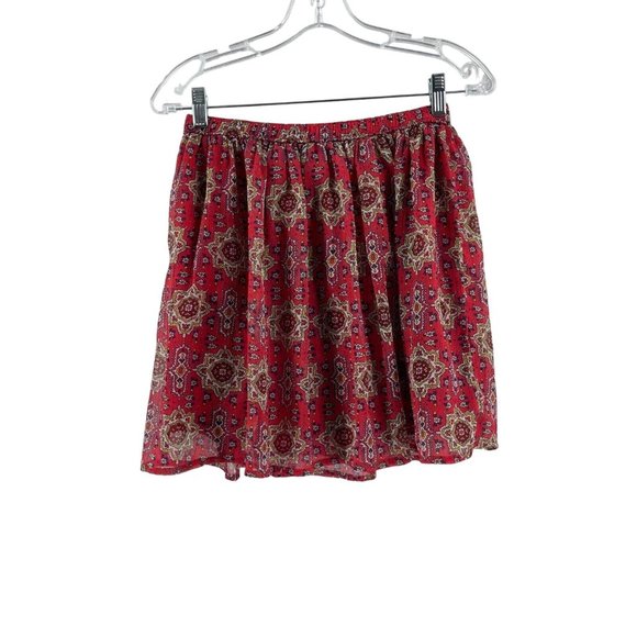 Hollister Women's Red Floral Lightweight Pull On Ruffle Skirt Size Medium - Picture 1 of 9